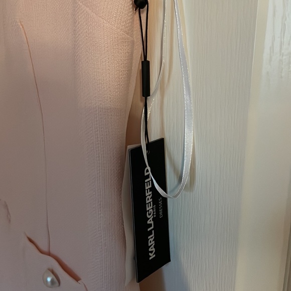 KARL LAGERFELD PARIS
Sleeveless Tonal Tweed Pocket Sheath Dress, Rose, Size 8 - Picture 7 of 7